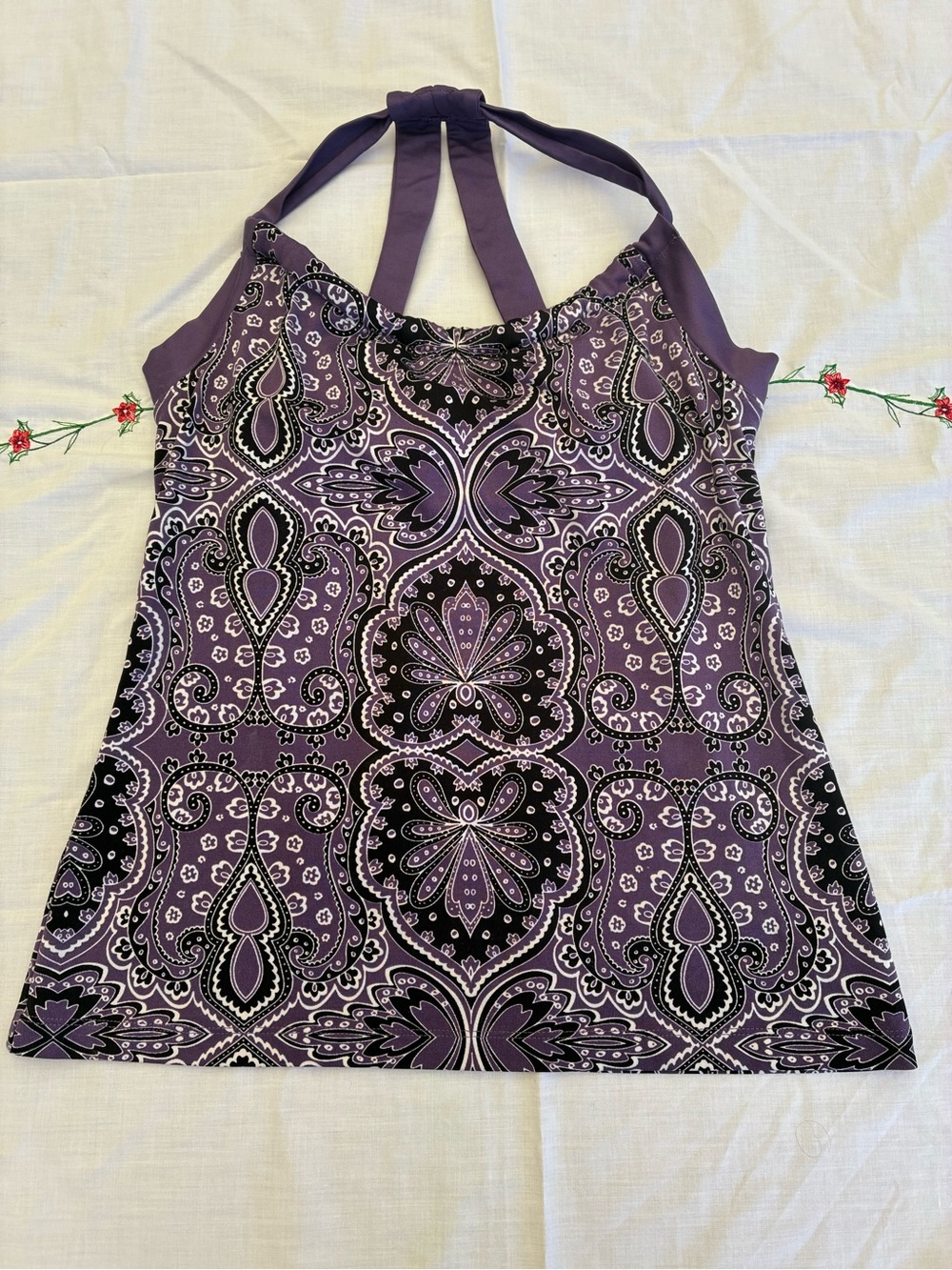 tek gear Purple Paisley Halter Tank Top size medium
